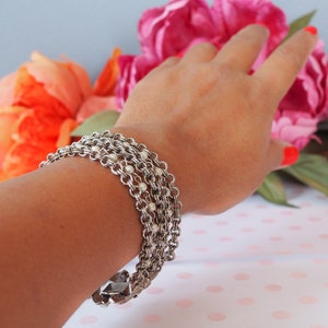 Vintage Multi strand Faux Pearl Bracelet/ 1950s Bracelet/ Vintage Jewelry/ Vintage Bracelet/ Costume Jewelry/ Vintage Bangel/ Retro Jewelry