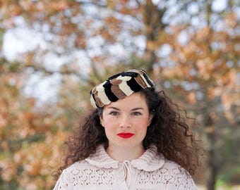 Vintage Floral Heart Petal Pillbox Hat, 1950s-60s Hat, Vintage Women Hat, Tea Party Hat, Wedding Hat, Retro Vintage Hat, Fairy Flower Hat