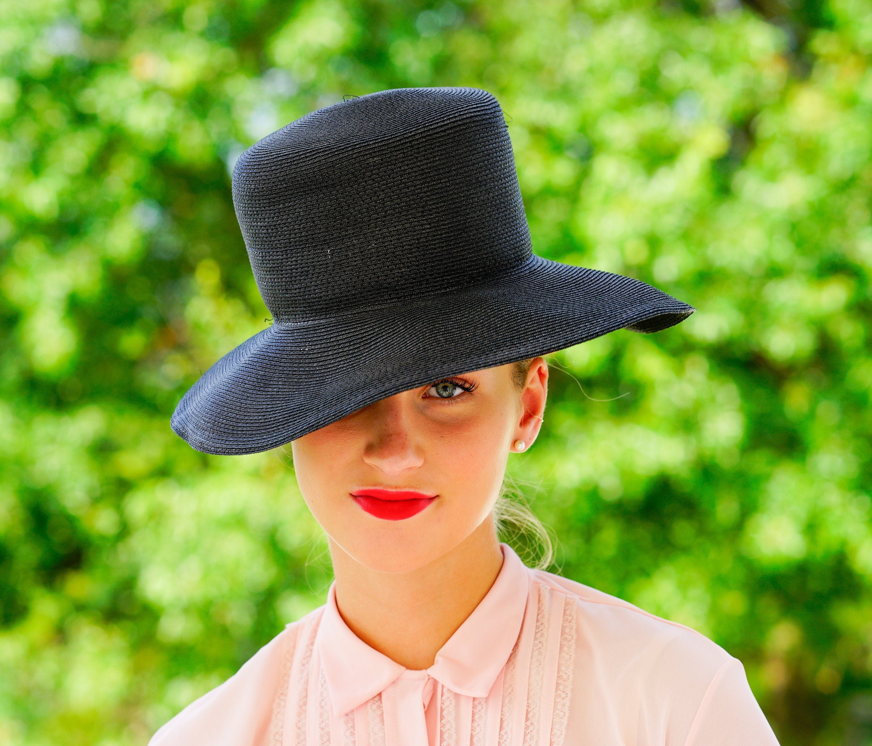 Vintage Straw Boater Hat Floppy Hat 