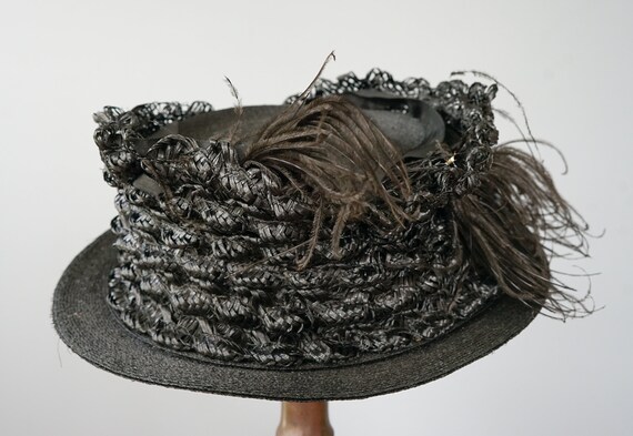 Antique Edwardian Straw Feather Hat/ 1900s-1910s … - image 7