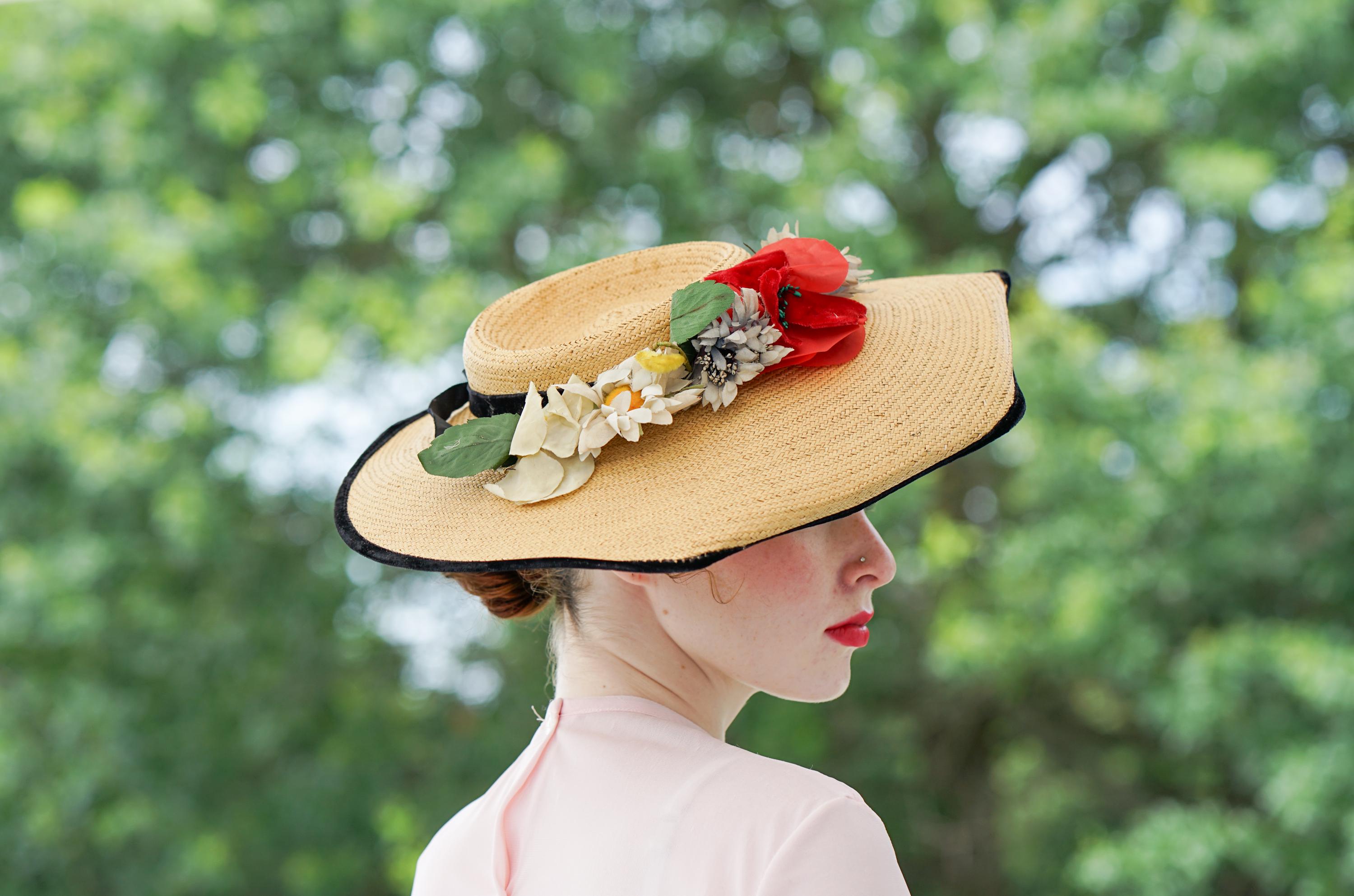 1950s Floral Wide Brim Hat - Etsy