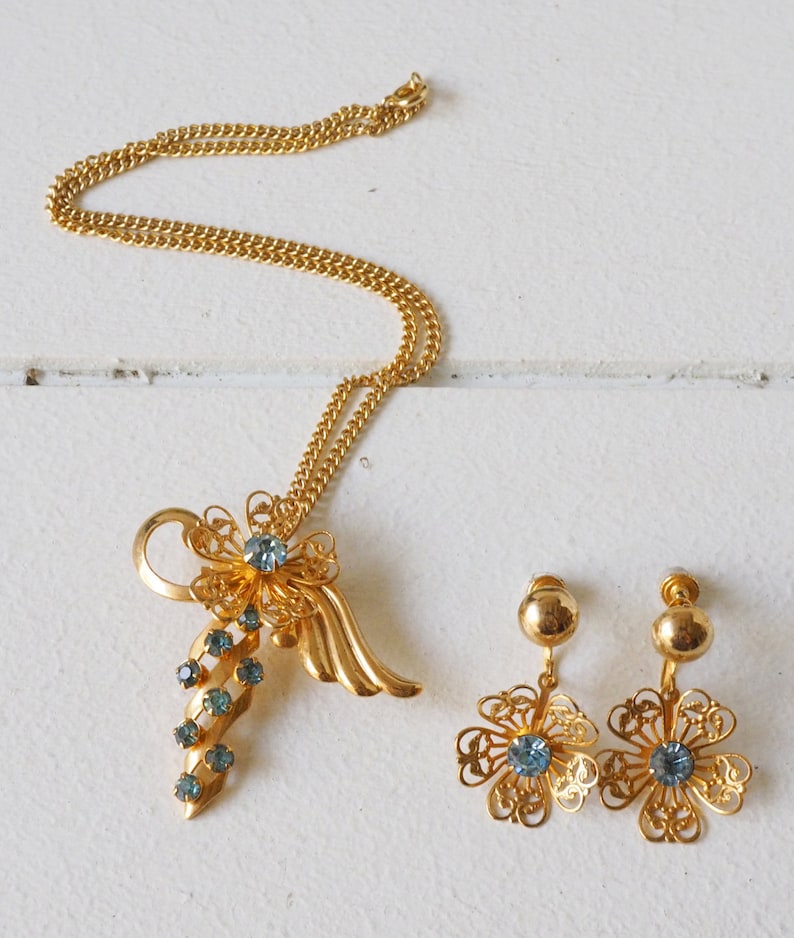 Rhinestone Set Jewelry Sets Antique jewelries Retro Jewelry Vintage Jewelry Set Rhinestone Jewelry Demi Parure Vintage 50s Jewelry
