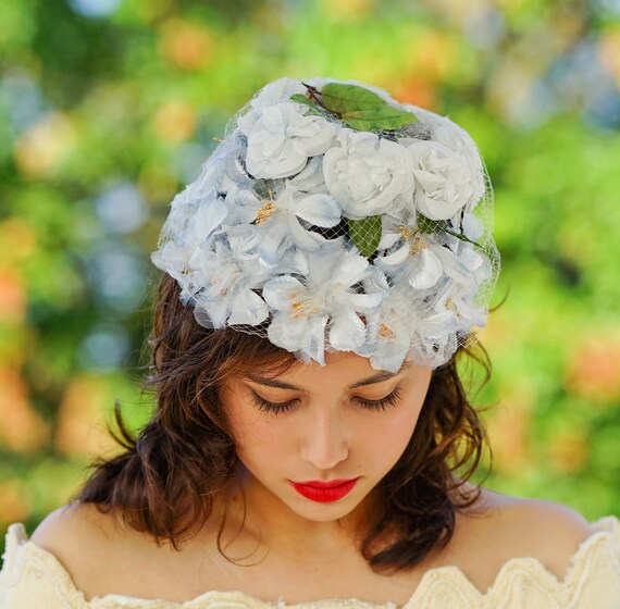 Vintage Floral Cloche hat, Vintage Hat, 1950s-60s… - image 4