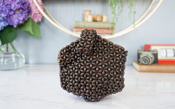 Vintage 1930s Czechoslovakia Wood Bead Bag/ Wrist… - image 5