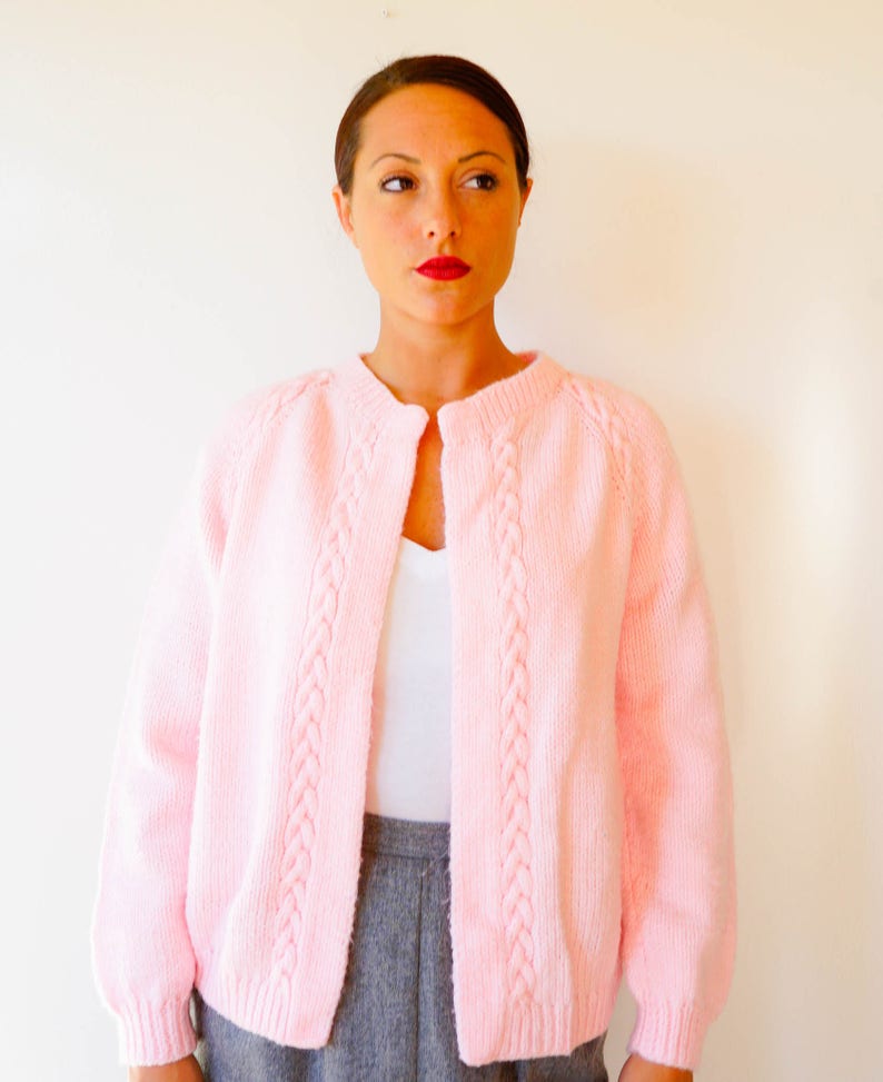 Cardigan Sweater Free Shipping Vintage 1950s Bubble Gum Pink Cardigan Size M Rockabilly Top Vintage Sweater Geraldine Eccard Cardigan