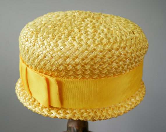 Vintage Straw Bucket Hat, Cloche Hat, 1950s-60s H… - image 8