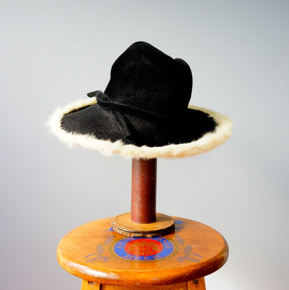 Vintage Fur Felted Wool Fedora Hat, Winter Fur Ha… - image 5