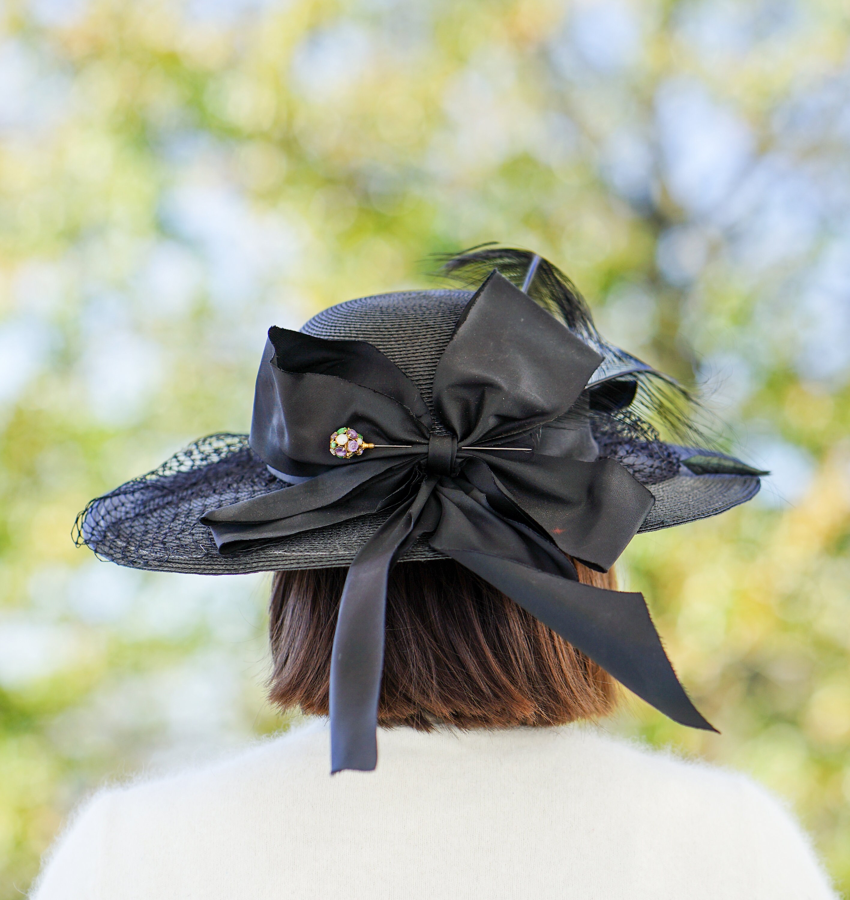 Stunning! Authentic Vintage 1950s-60s Derby Hat W/ Applique & Bow⚜️ il_fullxfull.2872295572_dv4x.jpg main image 2