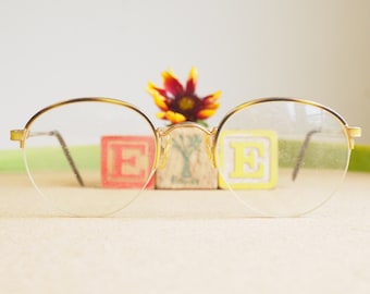 Vintage Eyeglasses 1980s/Glasses/New Old Stock/hipster Gold Tone rimless Frames Tortoiseshell enamel Made In Korea