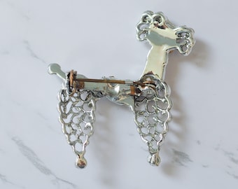 ヴィンテージ プードル ドッグ ラインストーン ブローチ、ヴィンテージ