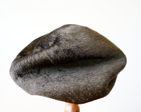 Vintage Black Faux Fur Beret Hat, Vintage Tam Hat… - image 8