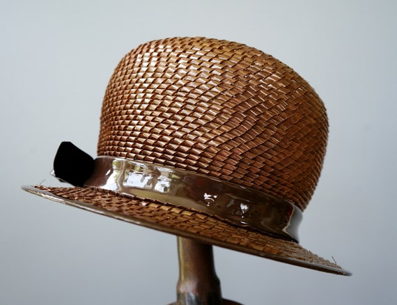 Vintage Straw Boater Hat, 1960s Hat, Vintage Hat,… - image 6