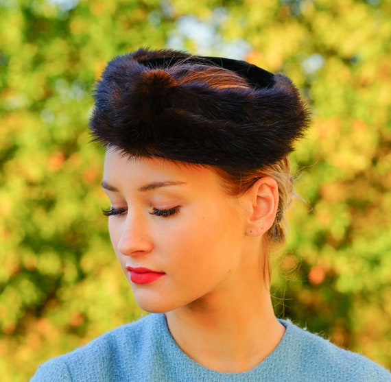 Vintage Fur Halo Headband Hat, Vintage Half Hat, … - image 2