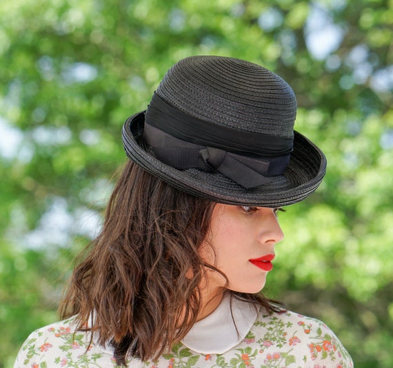 Vintage Straw Breton Hat, Women Bowler Hat, Vinta… - image 3