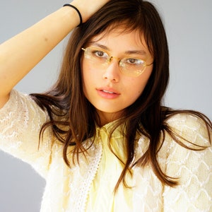 Vintage Eyeglasses 1920s/Spectacles/Cat eye shape eyeglass/hipster/glasses/frames By shuron Made In USA