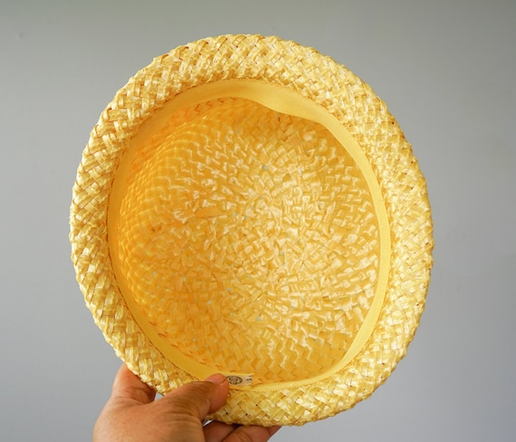 Vintage Straw Bucket Hat, Cloche Hat, 1950s-60s H… - image 10