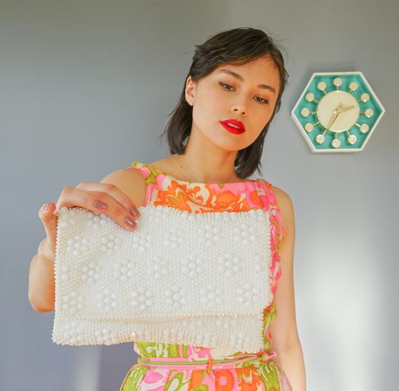 Vintage Candy Dot Clutch Purse/ Beaded Bag/ 1950s-60s Purse/ Vintage Purse/ Vintage Women Bag/ Caviar Bead Bag/ Retro Bag/ Cosmetic Bag