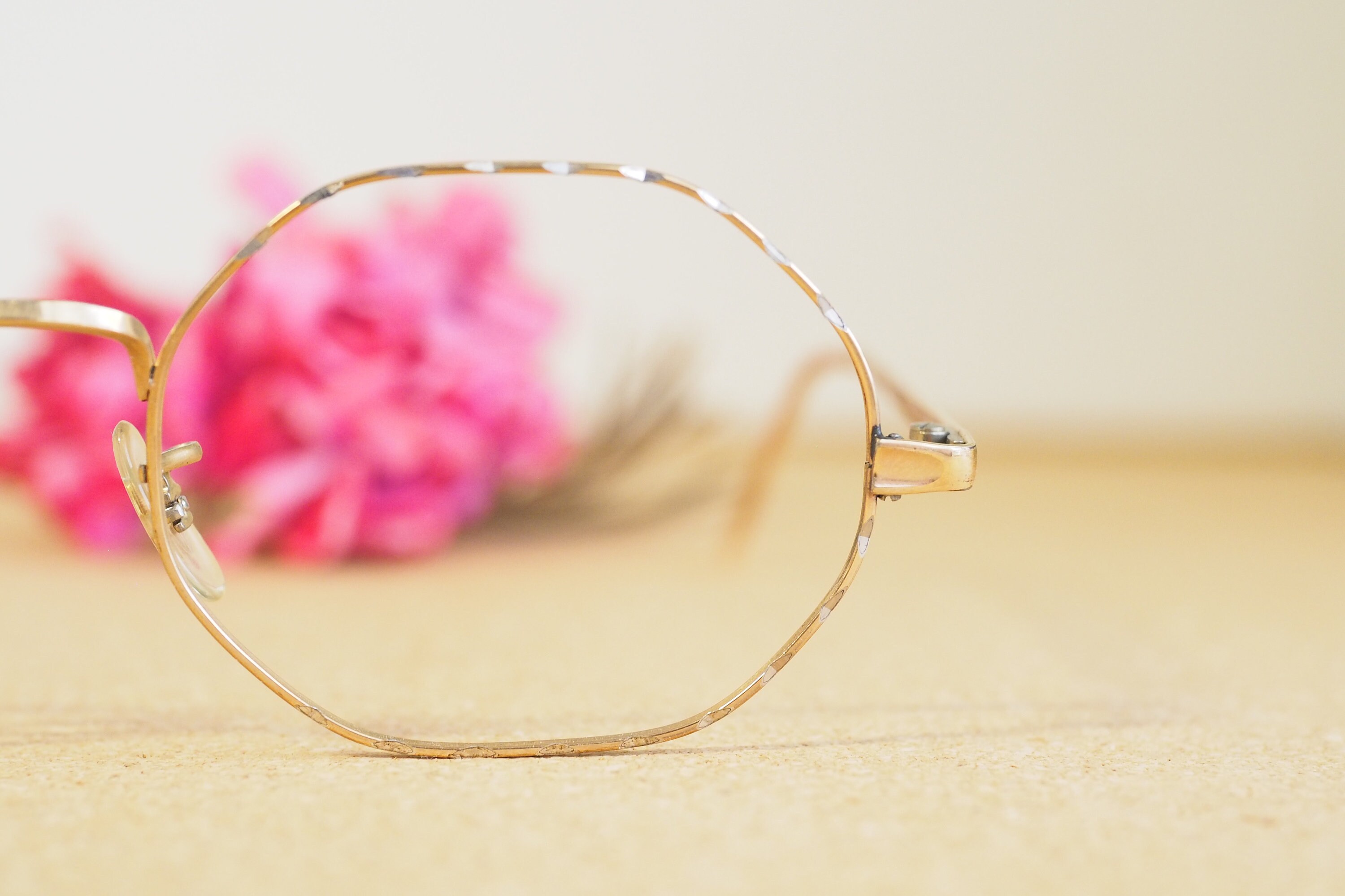1960’s Tart Optical Octagon Frame Gold Vintage Eyeglasses 1960s Octagon Shape Gold Tone Made in USA 12k