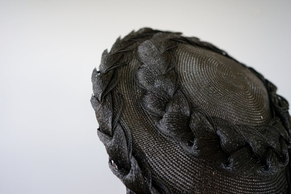 Vintage Straw Pillbox Hat, 1950s-60s Hat, Vintage… - image 8