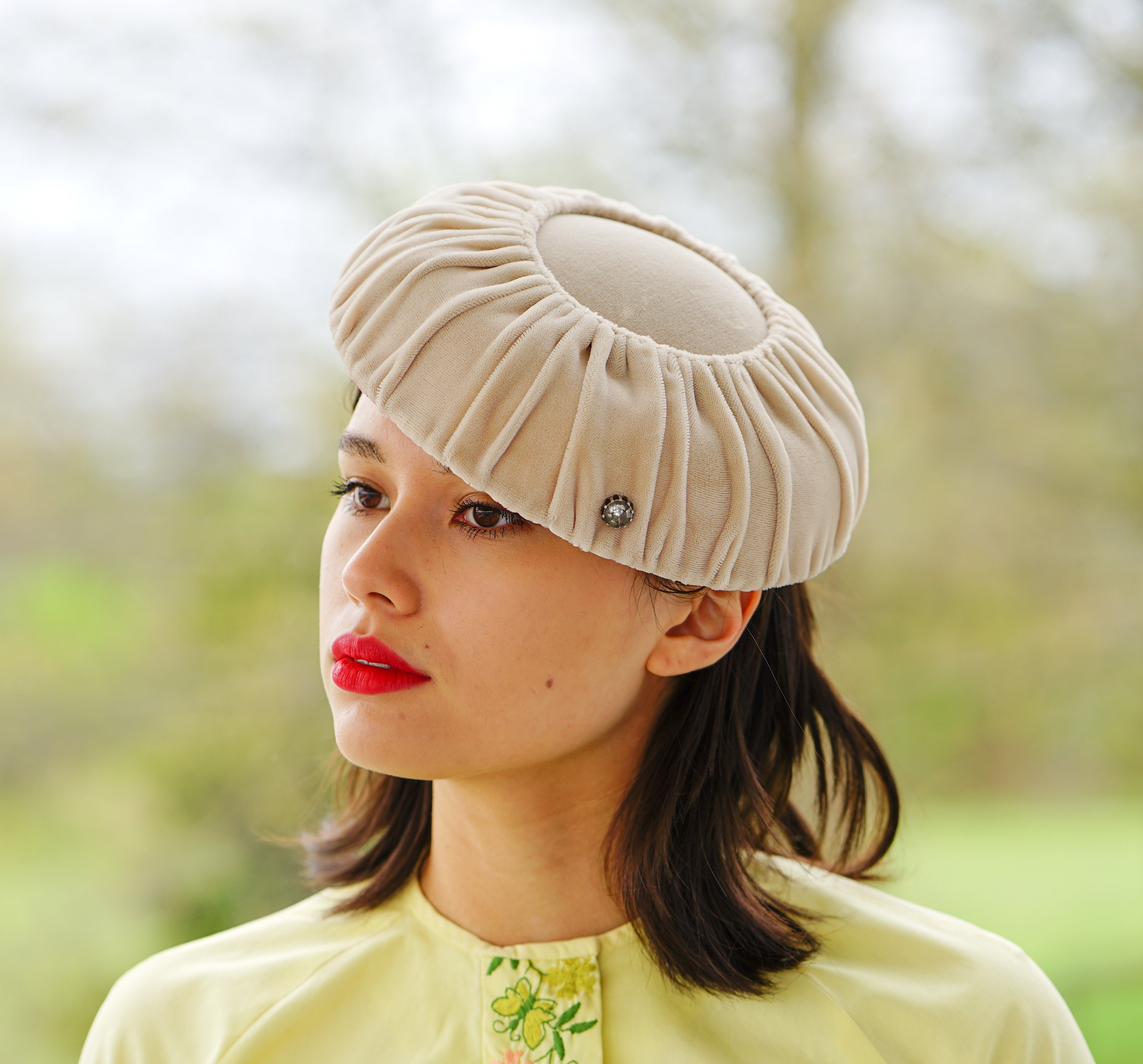 Vintage Velvet Cartwheel Hat Tilt Hat Saucer Hat 1940s50s Etsy