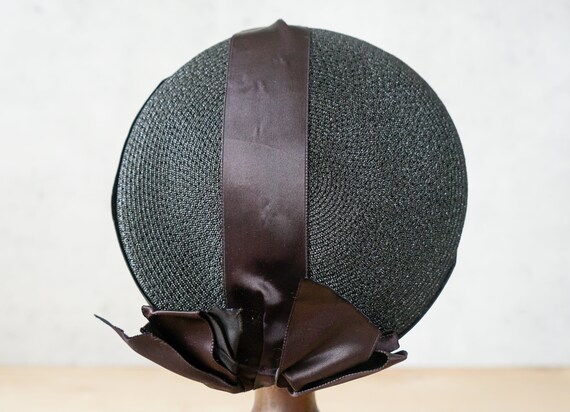 Vintage Straw Cocktail Hat with Bow, Half Hat, Vi… - image 8