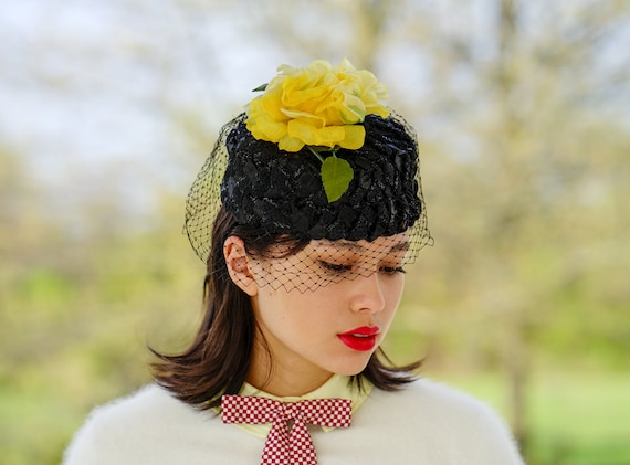 Vintage Floral Pillbox Hat, Vintage Hat, 1950s-60… - image 2