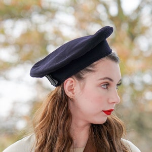 Vintage Wool Felt Beret Hat, 1940s-50s Hat, WWII US Military Beret Sailor Cap, Vintage Hat, Women Unisex Hat, Beret Tam Hat, Fall Winter Hat image 3