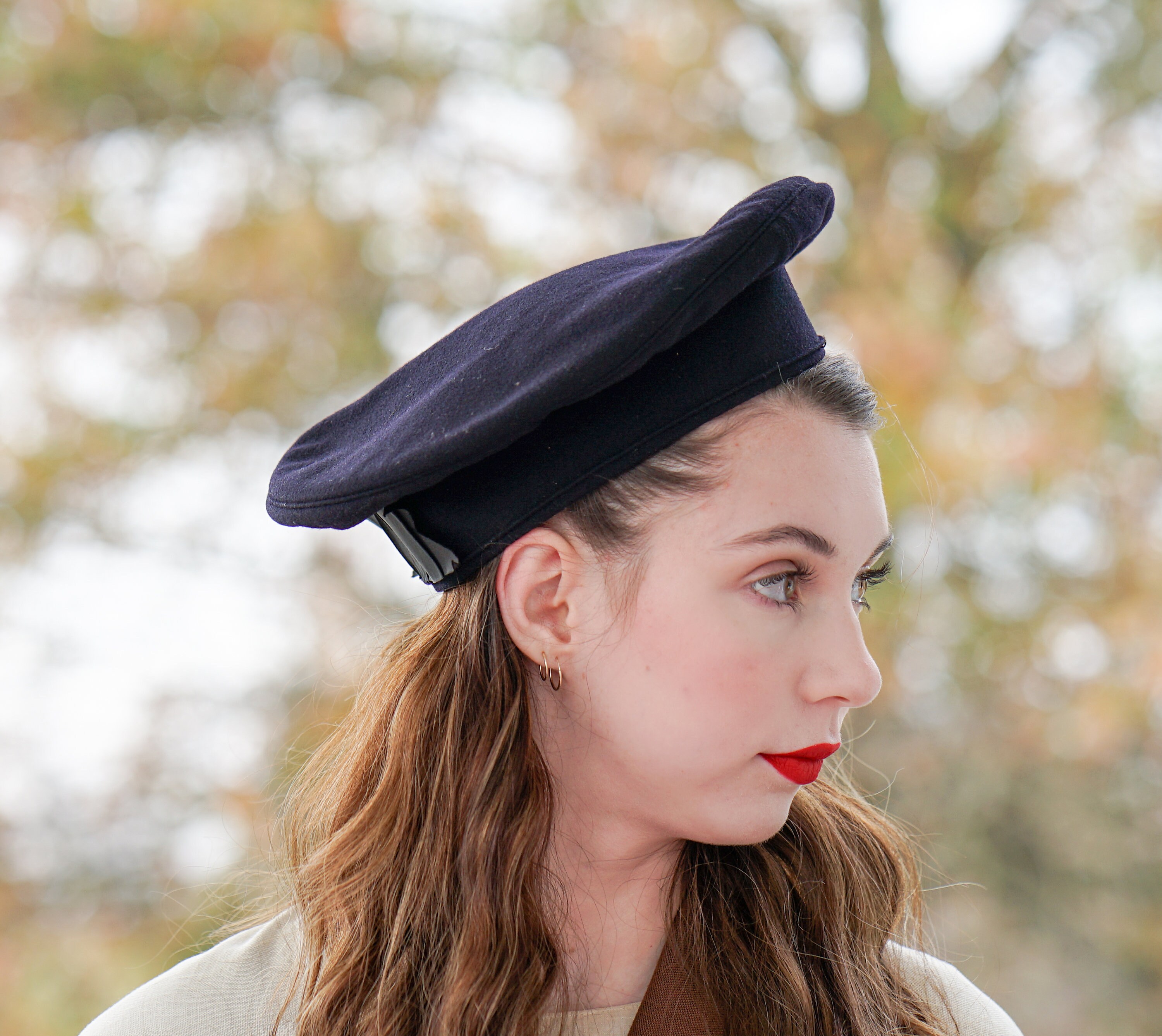 Vintage Wool Felt Beret Hat, 1940s-50s Hat, WWII US Military 