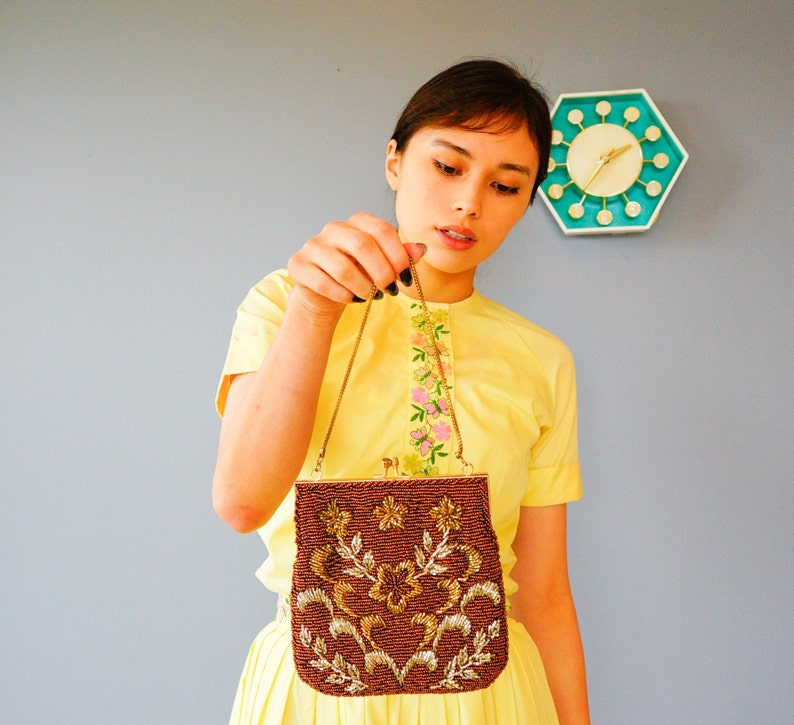 Vintage Glass Bead Purse La Regale/ Beaded Bag/ 1950s Purse/ Etsy