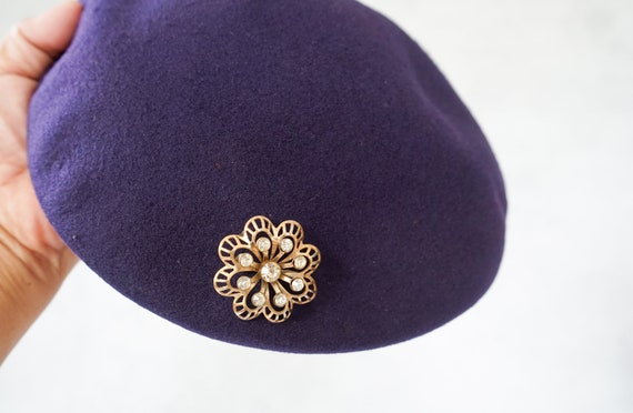 Vintage Wool Rhinestones Half Hat, Profile Hat, V… - image 5