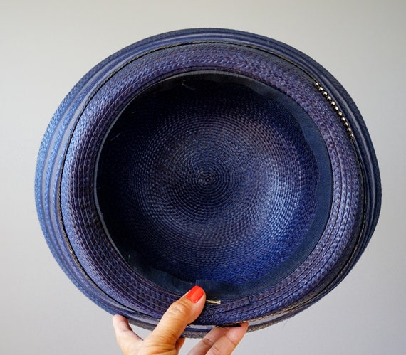 Vintage Straw Breton Hat, Women Bowler Hat, 1980s Hat  display picture 3