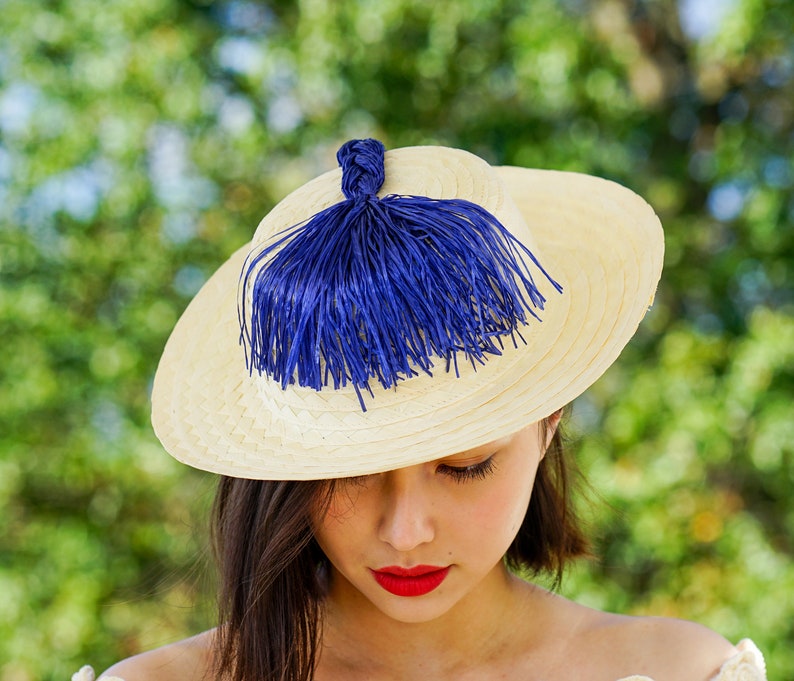 Vintage Straw Boater Pigtail Hat with Hat Box, Novelty Hat, 1950s-60s Hat, Vintage Hat, Vintage Millinery, Vintage Hat Women, Tea Party Hat image 4