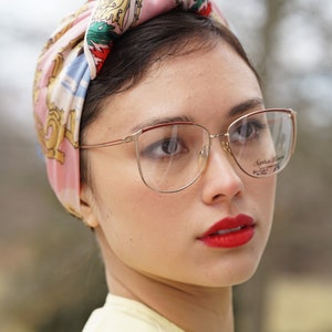 Vintage eyeglasses 1990&#39;s Frames/eyeglass/hipster/Multicolor Made By Sophia Loren Made In Japan Gold and Red tones