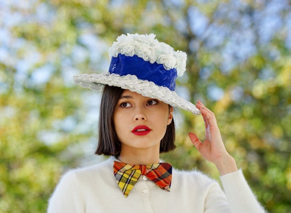 Vintage Straw Floral Hat Vintage 1950 main image 2