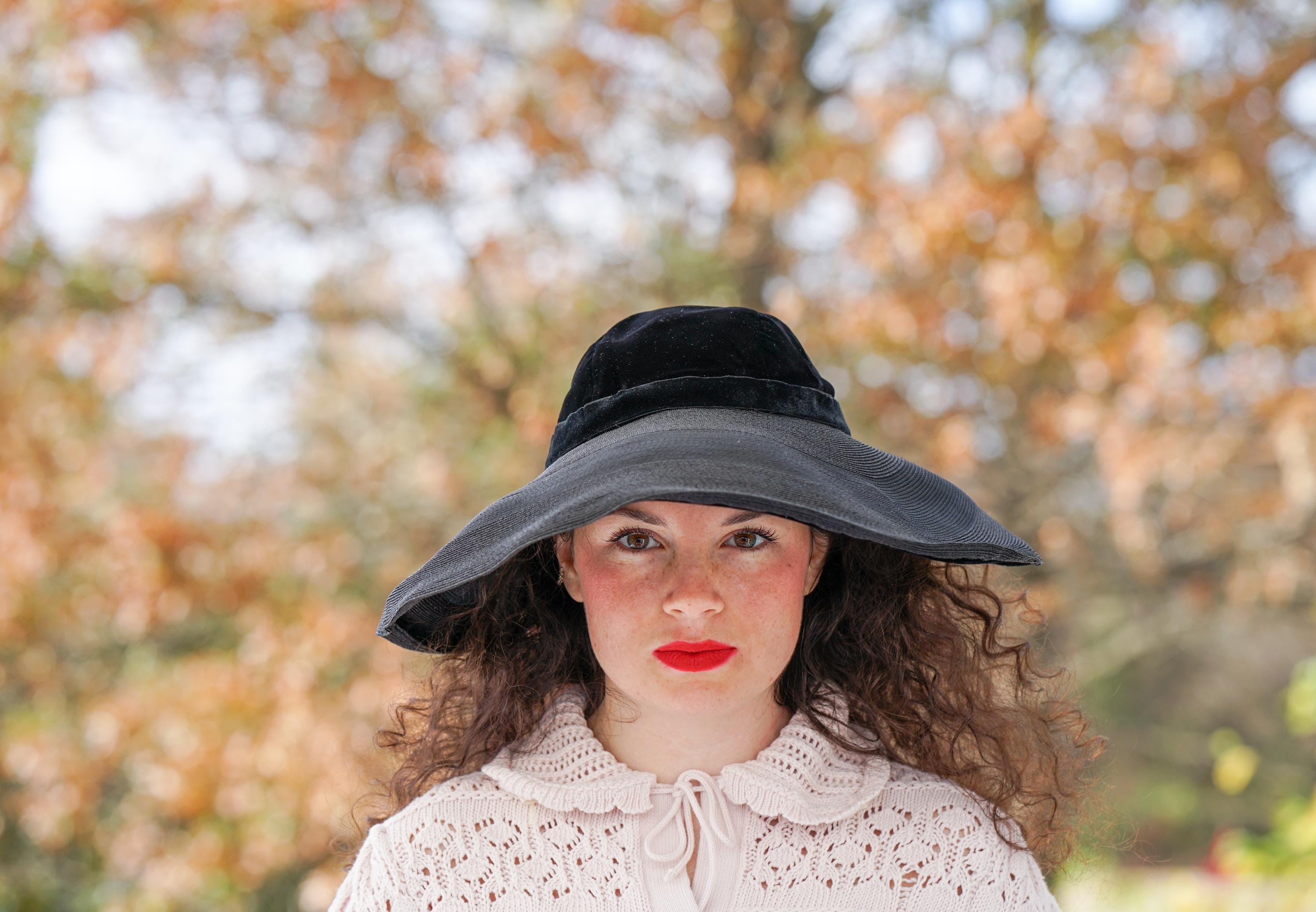 Vintage 50s Rockabilly Distressed Lace Velvet Floral Flower Floppy Brim Hat 23 Vintage 1900s Edwardian Victorian Hat Wide Brim Velvet Lace  main image 4