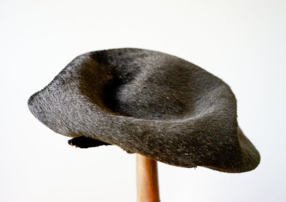 Vintage Black Faux Fur Beret Hat, Vintage Tam Hat… - image 5