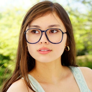 Vintage Eyeglasses 1980s/Glasses/New Old Stock/hipster/disco/frames By martin Wells Blue Tone Made In Australia