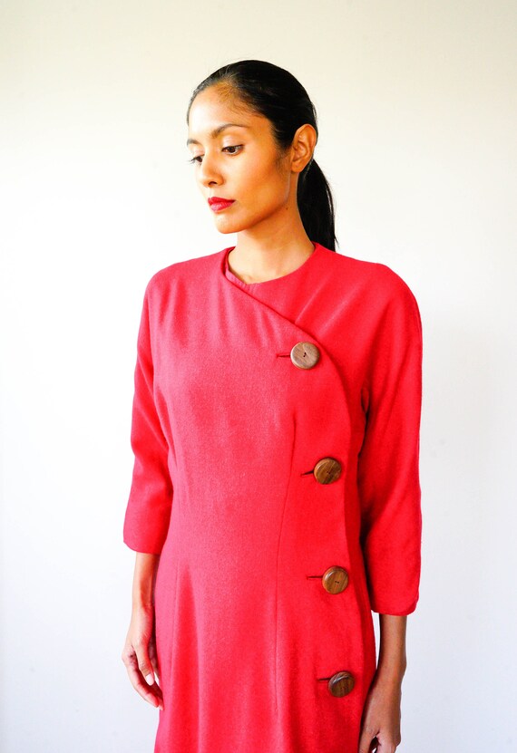 Vintage 1960s Red Dress Size M-L/ 1960s Dress/ Vi… - image 6