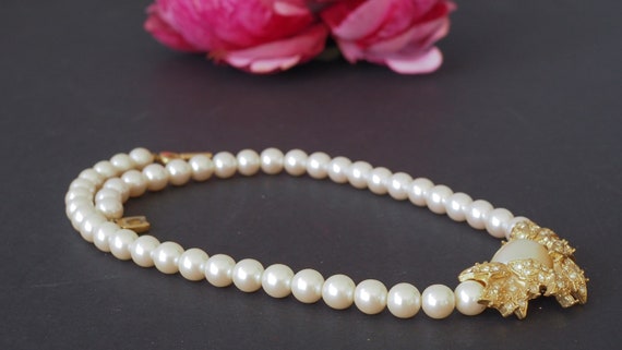 Vintage Richelieu Faux Pearl Rhinestones Necklace… - image 8