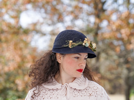 Vintage Floral Half Hat, Easter Bonnet, 1940s-50s Hat  display picture 1