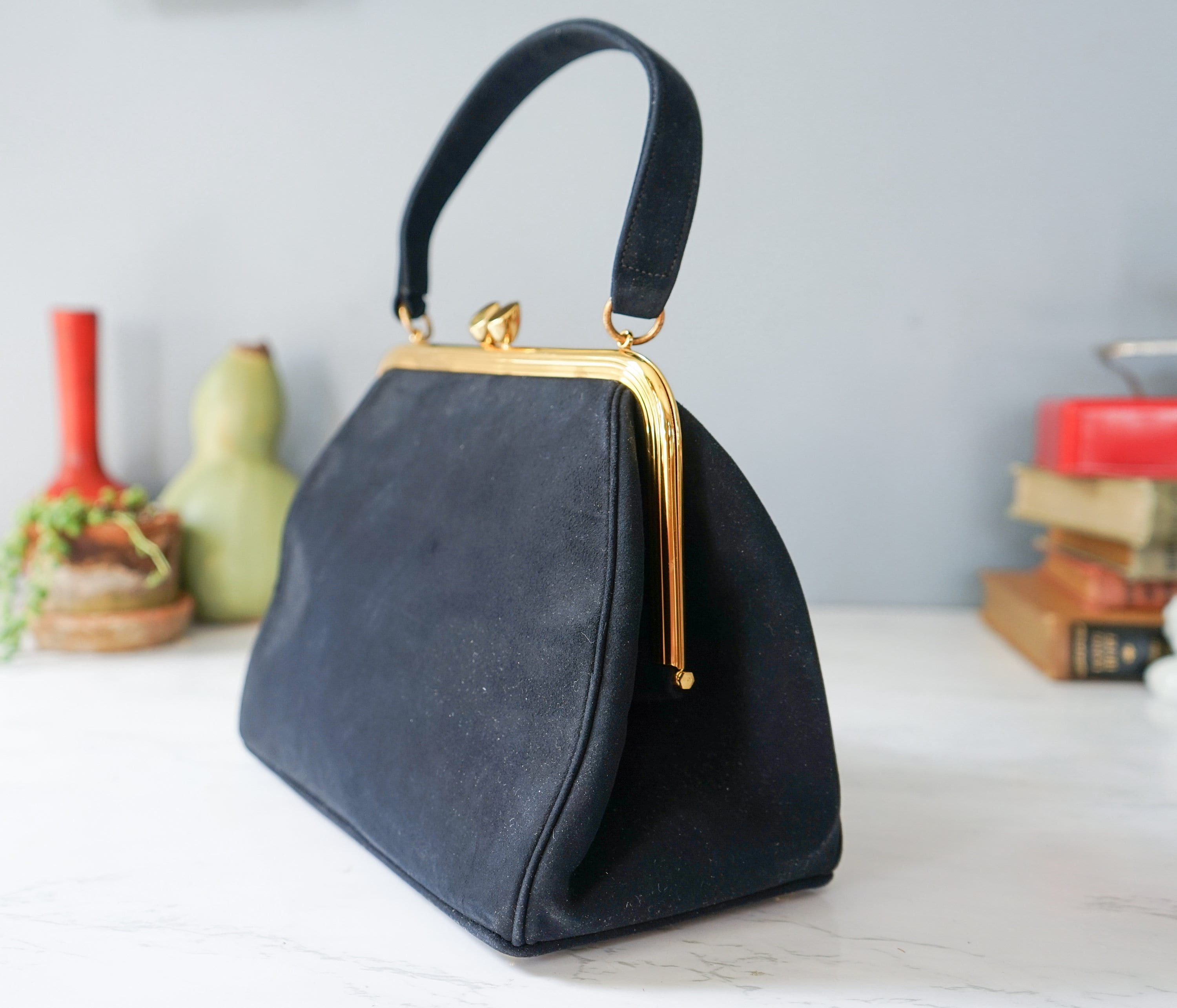 Vintage Bienen Davis Leather Frame Purse/ 1950s Purse/ Vintage 