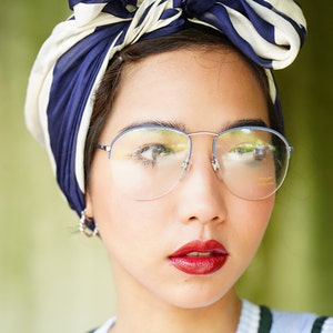 Vintage Eyeglass 1970&#39;s All Metal Frame Enamel Blue Oversize Made In Germany New Old Stock