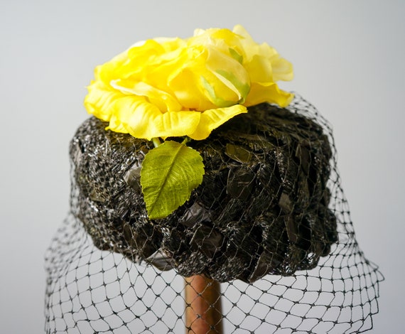 Vintage Floral Pillbox Hat, Vintage Hat, 1950s-60… - image 5