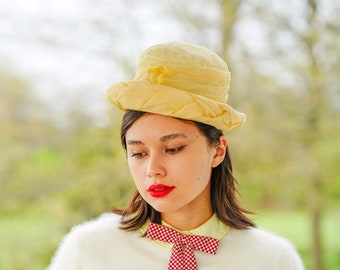 Vintage Breton Hat, Women Bowler Hat, 1950s-60s Hat, Vintage Hat, Vintage Women Hat, Vintage Millinery, Tea Party Hat, Retro Hat