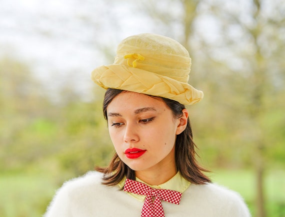 Vintage Breton Hat, Women Bowler Hat, 1950s-60s H… - image 1