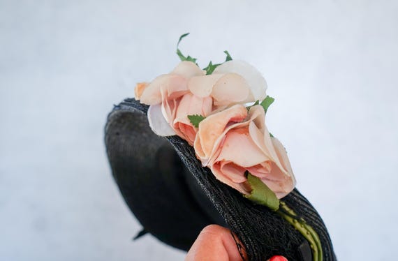 Vintage Floral Straw Half Hat, 1950s Hat, Vintage… - image 8