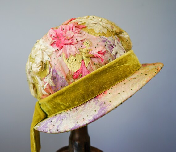 Vintage Floral Bucket Hat, Cloche Hat, Vintage Ha… - image 5