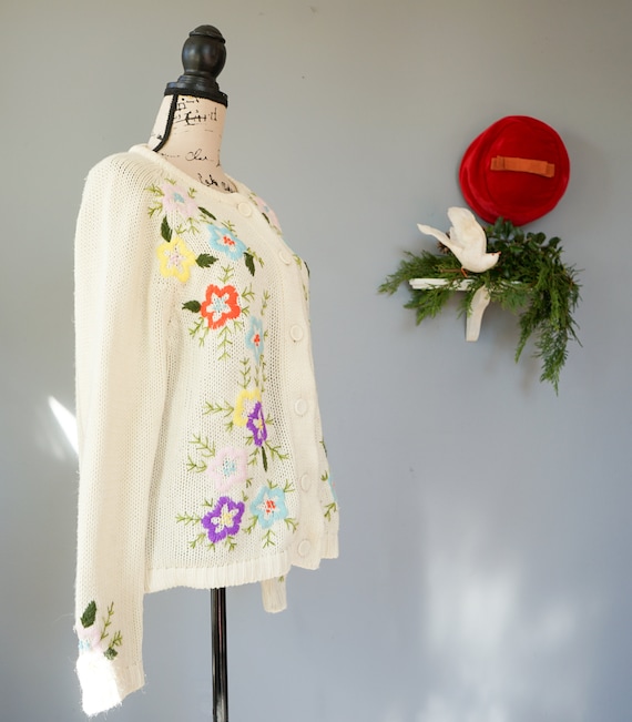Vintage 1950s Embroidery Cardigan Size L, Women S… - image 5