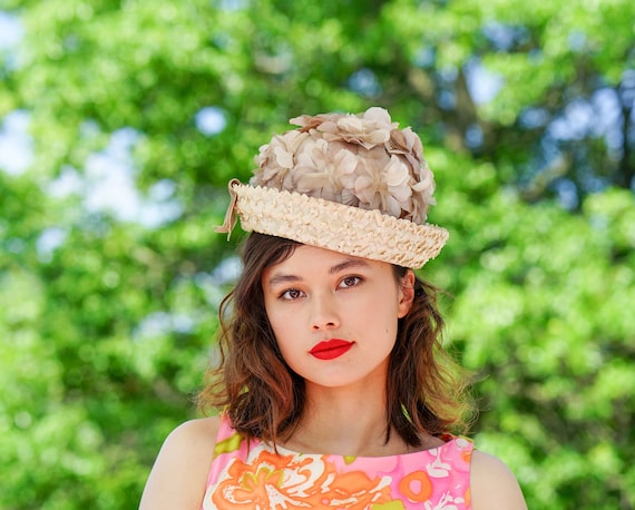 Vintage Floral Bucket Hat, Cloche Hat, Vintage Hat, 1950s  display picture 1
