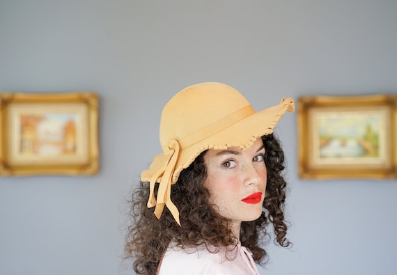 Vintage Wool Wide Brim Hat, 1950s-60s Hat, Picture Hat  display picture 1